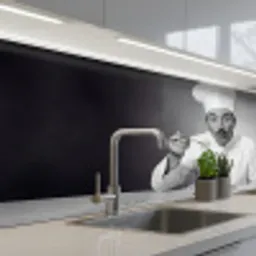 Chef - Spaghetti - Pasta keuken achterwand 2 middel -3d_schuin