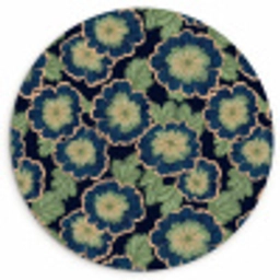 Bloemen - Borduurwerk - Patroon - Blauw - Groen Wandcirkel kunststof plaat 5mm dik klein 188 -3d