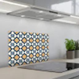 Klassiek - Geometrisch - Blauw keuken achterwand spatscherm klein 900 -3d_schuin