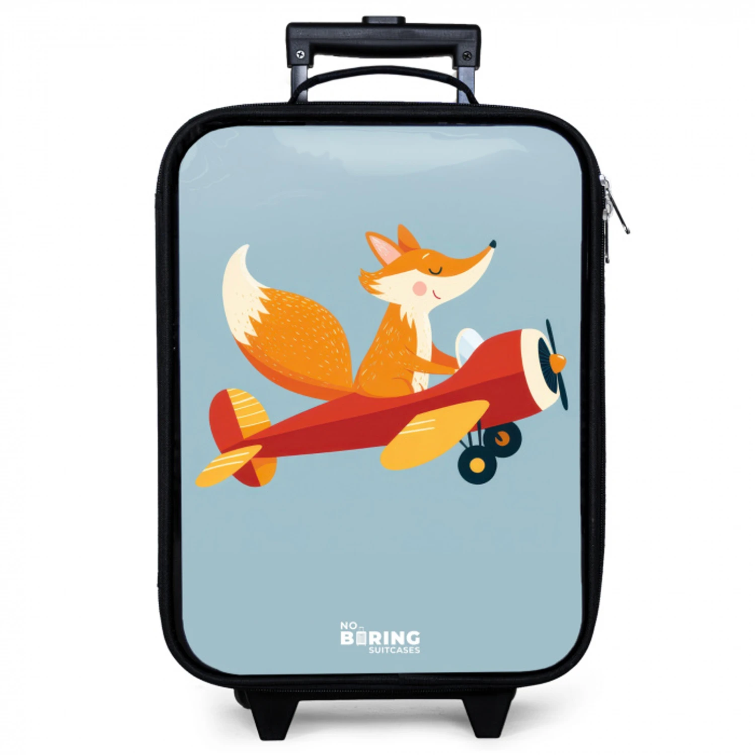 Vos - Vliegtuig -  Vliegen Kinderkoffer - Zwart klein -zzz_website3d