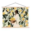 Vrouw - Mand - Citroenen - Bladeren textielposter latten blank klein -3d