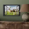 Doorkijk - Koe - Molen - Koeien - Weiland - Gras - Groen aluminium wit klein -sfeer2