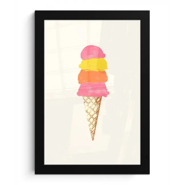 Schepijs - Hoorntje - Illustratie - Minimalistisch fotolijst zwart zonder passe partout klein -3d