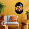 Fruit - Graffiti - Kleurrijk - Sinaasappel - Aardbei - Abstract Wandcirkel Ovaal Forex klein -sfeer4