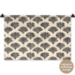 Waaiers - Botanisch - Zwart - Beige Wandkleed katoen klein 269 -t3d_DE