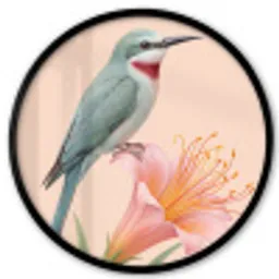 Vogel - Bloem - Natuur - Roze Fotolijst rond zonder passe partout klein -3d
