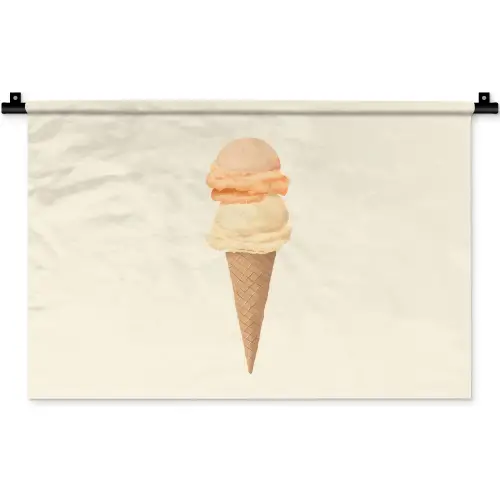Minimalistisch - Schepijs - Hoorntje - Beige Wandkleed katoen klein -zz3d