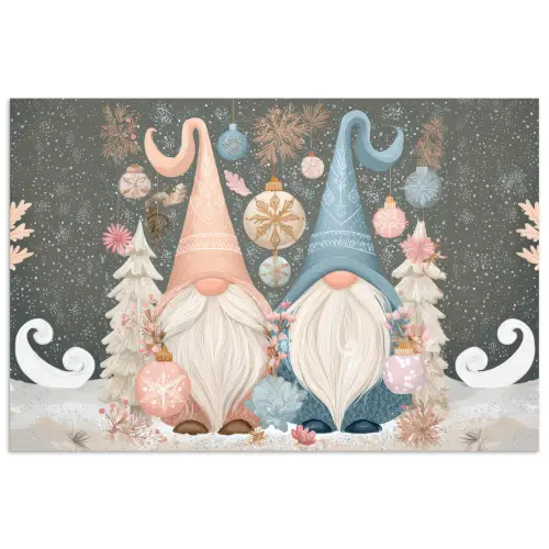 Kerst - Gnomen - Pastel poster papier klein -3d