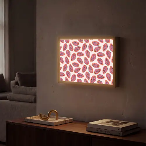 Papaja - Patroon - Roze Light Box met batterij (Wandlamp) middel 907 -sfeer1