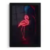 Flamingo - Roze - Neon - Licht fotolijst zwart zonder passe partout klein -3d