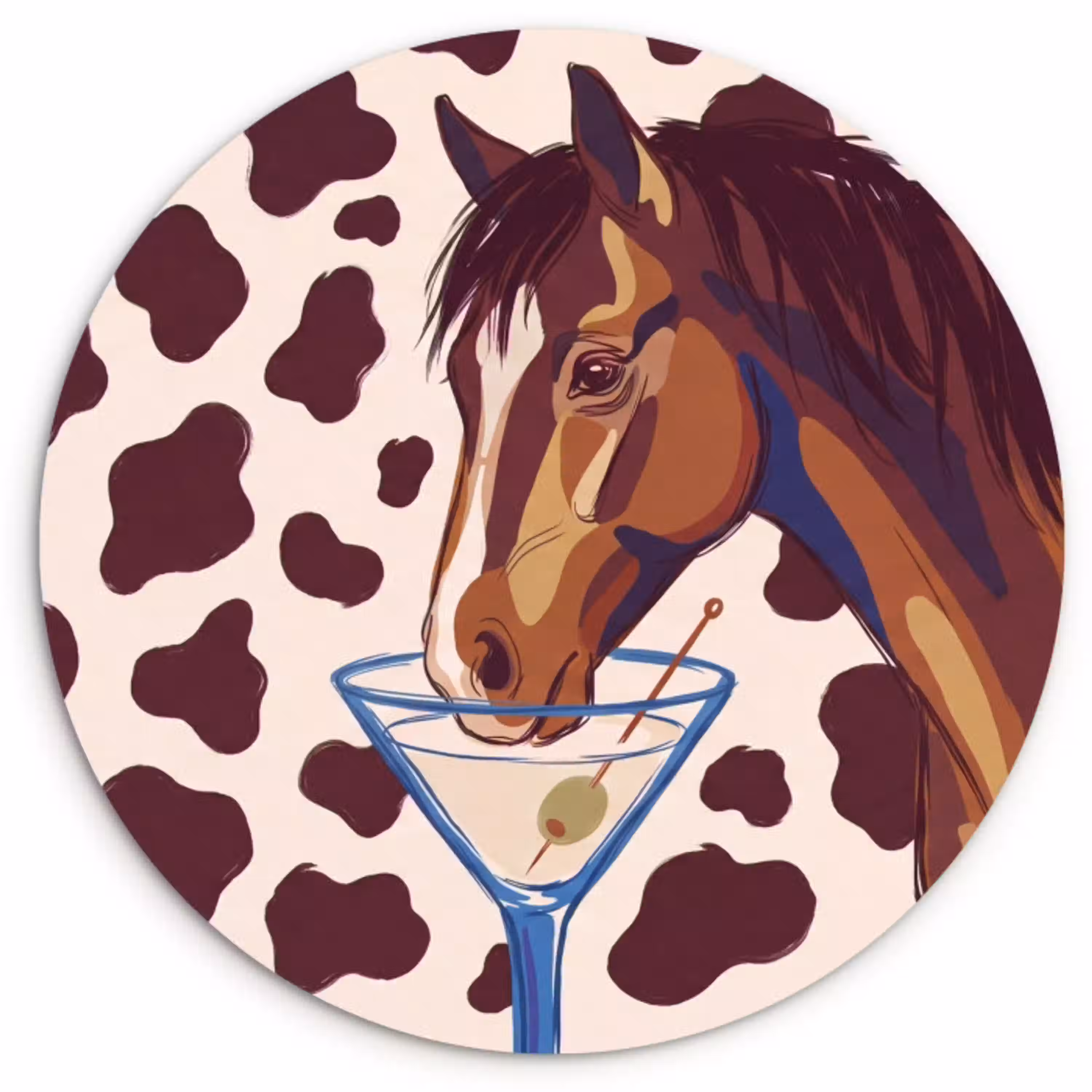 Paard - Martini - Dieren - Abstract - Bruin Wandcirkel kunststof plaat 5mm dik klein -3d
