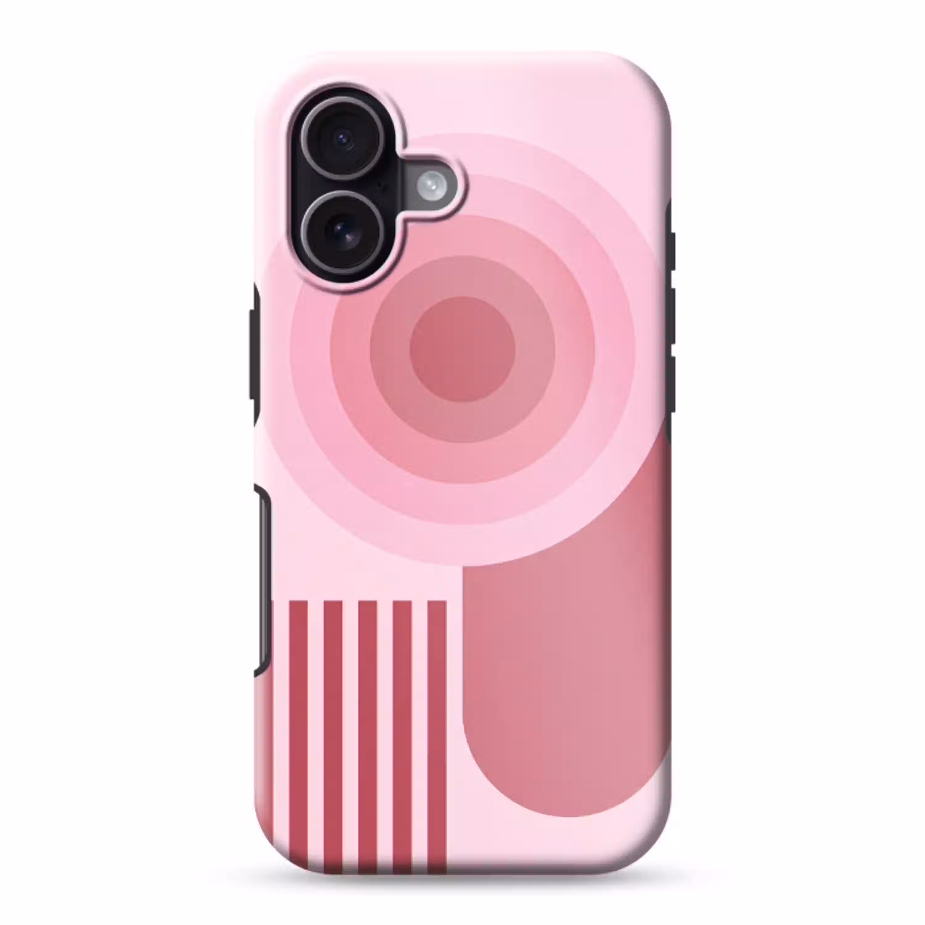 Abstract - Cirkels - Strepen - Modern - Roze Toughcase MagSafe Apple iPhone 17 klein -3d