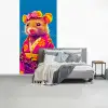 Muis - Kimono - Bloemen - Blauw fotobehang vinyl groot -slaapkamer