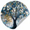Boom - Blauw - Goud - Abstract Wandcirkel behangsticker klein -3d