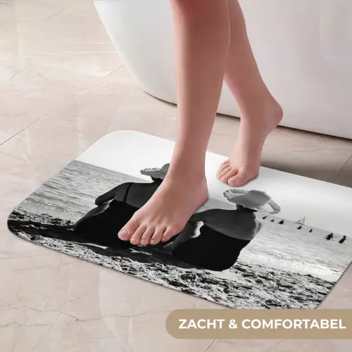Vrouwen - Zonnehoed - Strand - Zwart - Wit Badmat klein -USP_ZachtNL