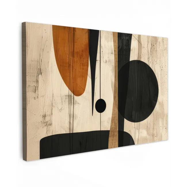 Kunst - Beige - Zwart - Modern canvas 2cm klein -z3d