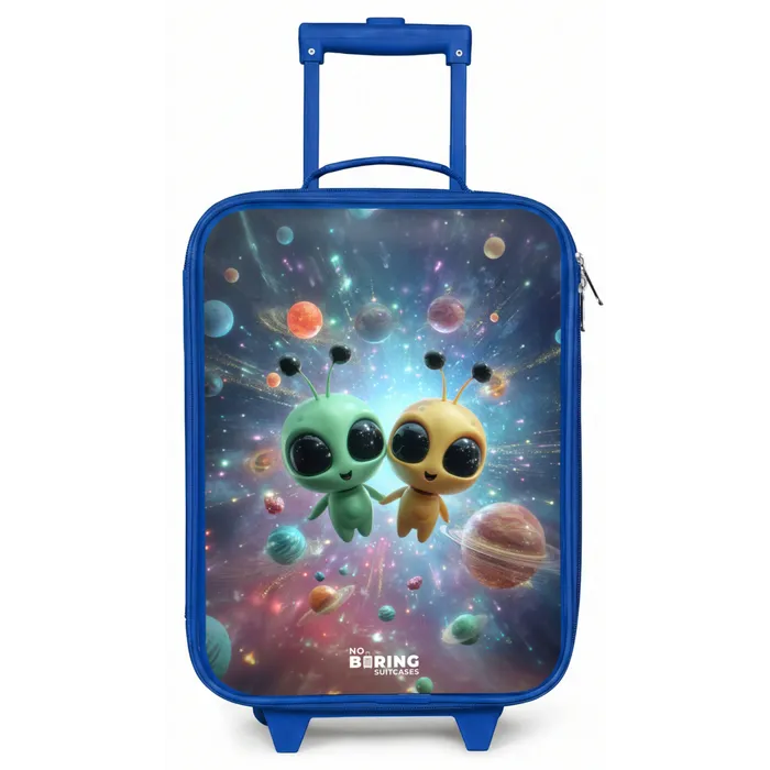 Vrolijke buitenaardse vrienden Kinderkoffer - Blauw klein -zz3dotto