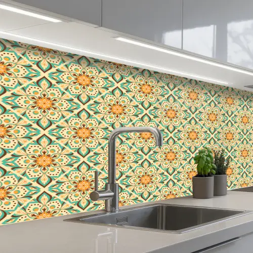 Boho - Patronen - Mandala - Bloemen keuken achterwand 2 middel 871 -3d_schuin