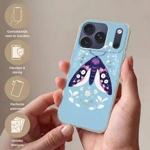 Bladeren - Wit - Vlinder - Insect Telefoonhoesje iPhone 17 Pro klein -sfeer3_NL