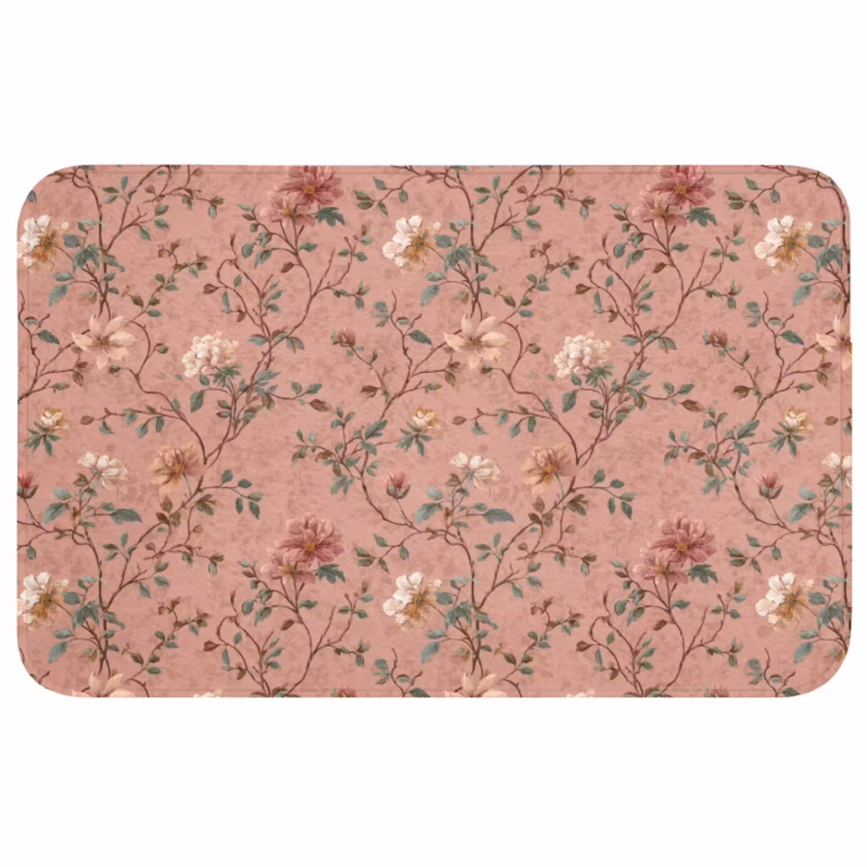 Botanisch - Bloemen - Roze Badmat middel 997 -3d