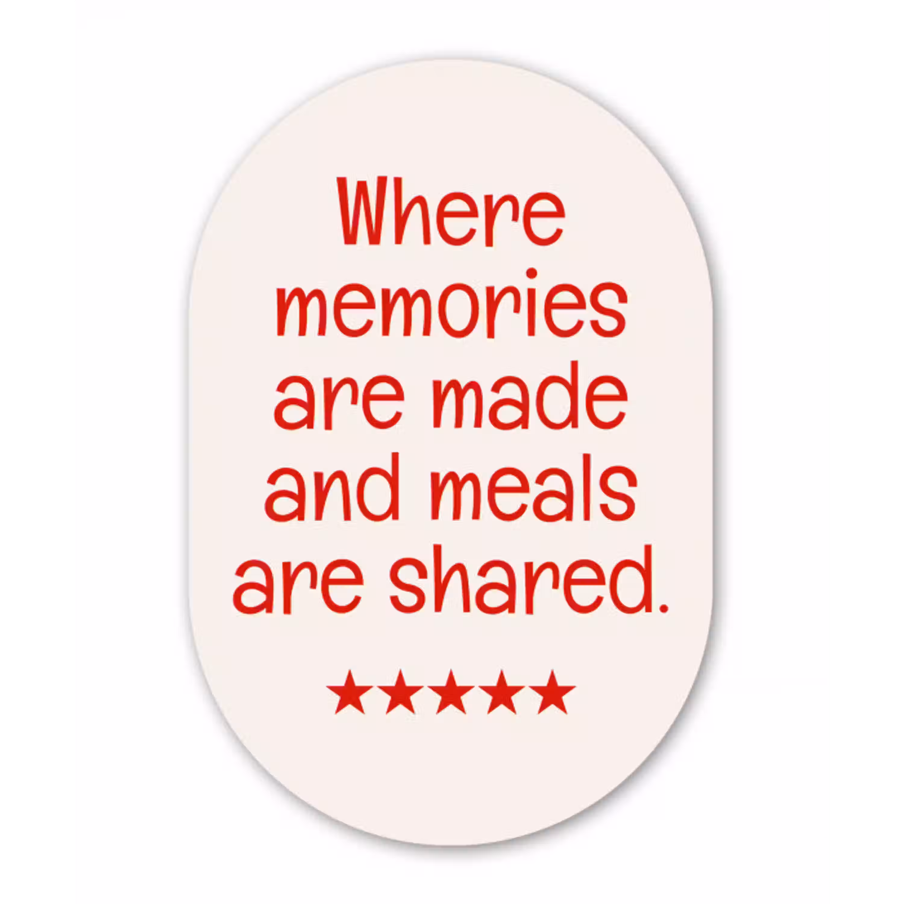 Quote - Sterren - Rood - Memories Wandcirkel Ovaal Glas middel -3d