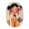 Vrouw - Bloemen - Pastel Wandcirkel Ovaal Forex klein -3d