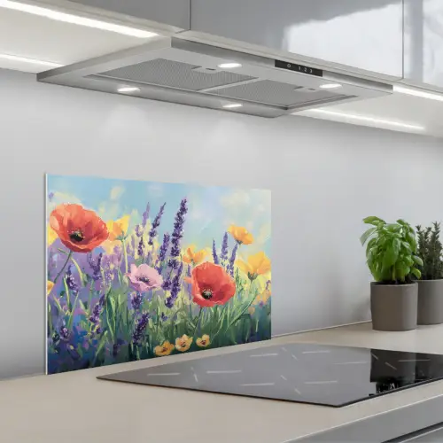 Weide - Bloemen - Kleurrijk keuken achterwand spatscherm klein -3d_schuin