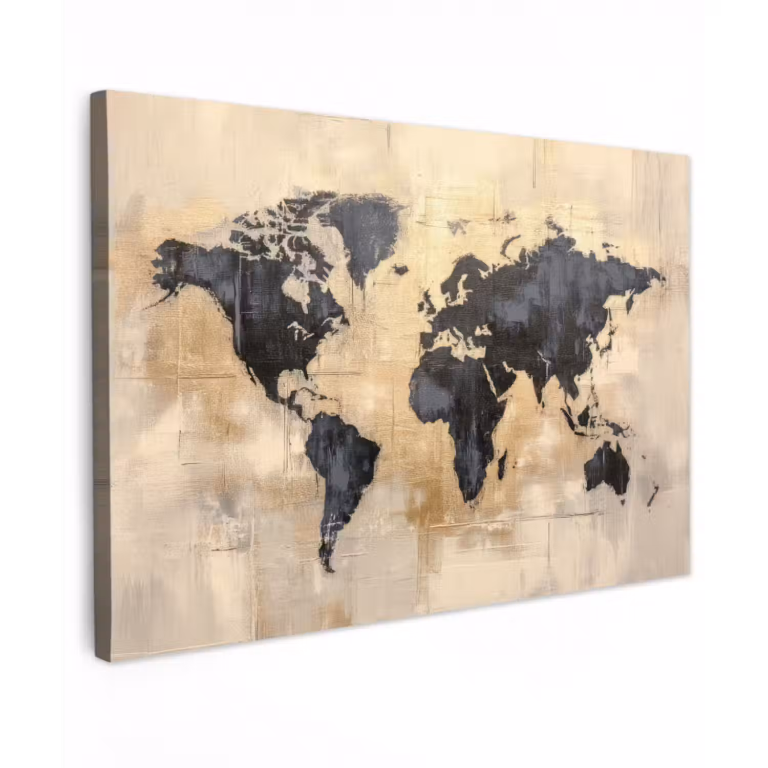 Leinwandbild - Weltkarte - Gold - Schwarz - Abstrakt