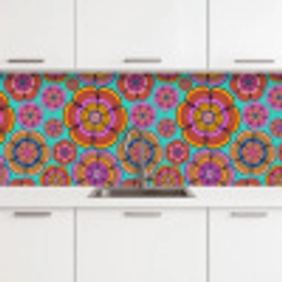 Design - Flower Power - Kleuren keuken achterwand 2 middel 871 -3d