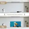 Toekan - Papegaai - Vogel - Koksmuts keuken achterwand spatscherm klein -voor_na_NL