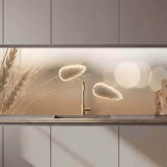 Crédence cuisine - Haze tail grass - Poils de céréales - Lumière du soleil