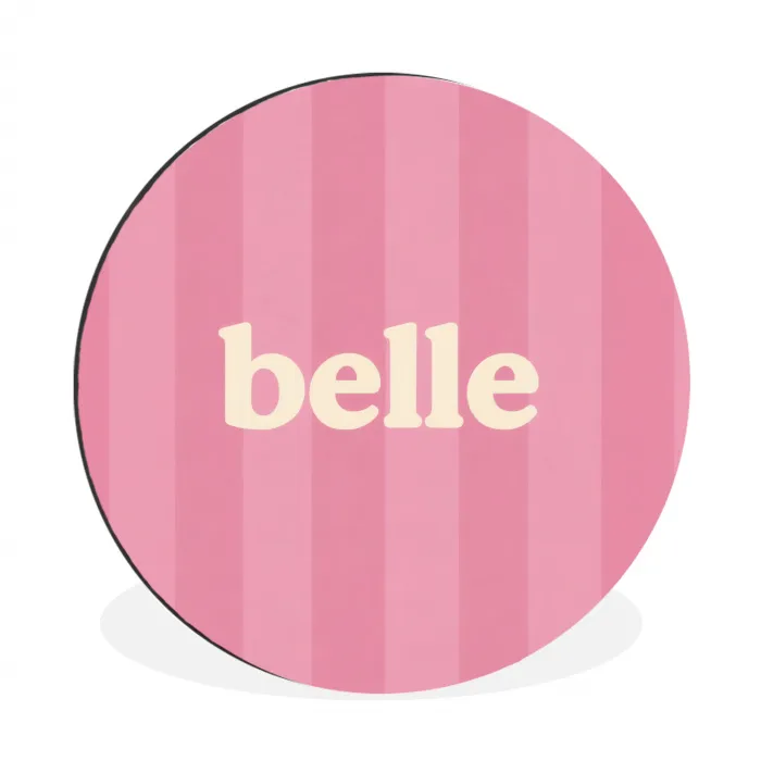 Roze - Gestreept - Belle Wandcirkel aluminium klein -3d