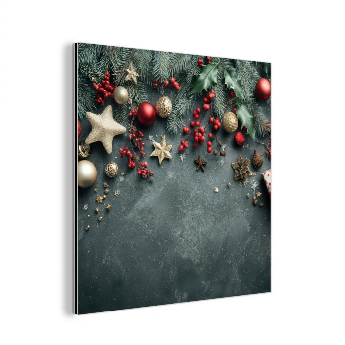 Kerstomlijsting - Hulst - Kleurrijk aluminium wit klein -3d