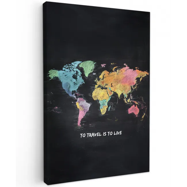 Kaart - Krijt - Regenboog - Quote Tuinposter op houten frame 2 cm dik middel -3d