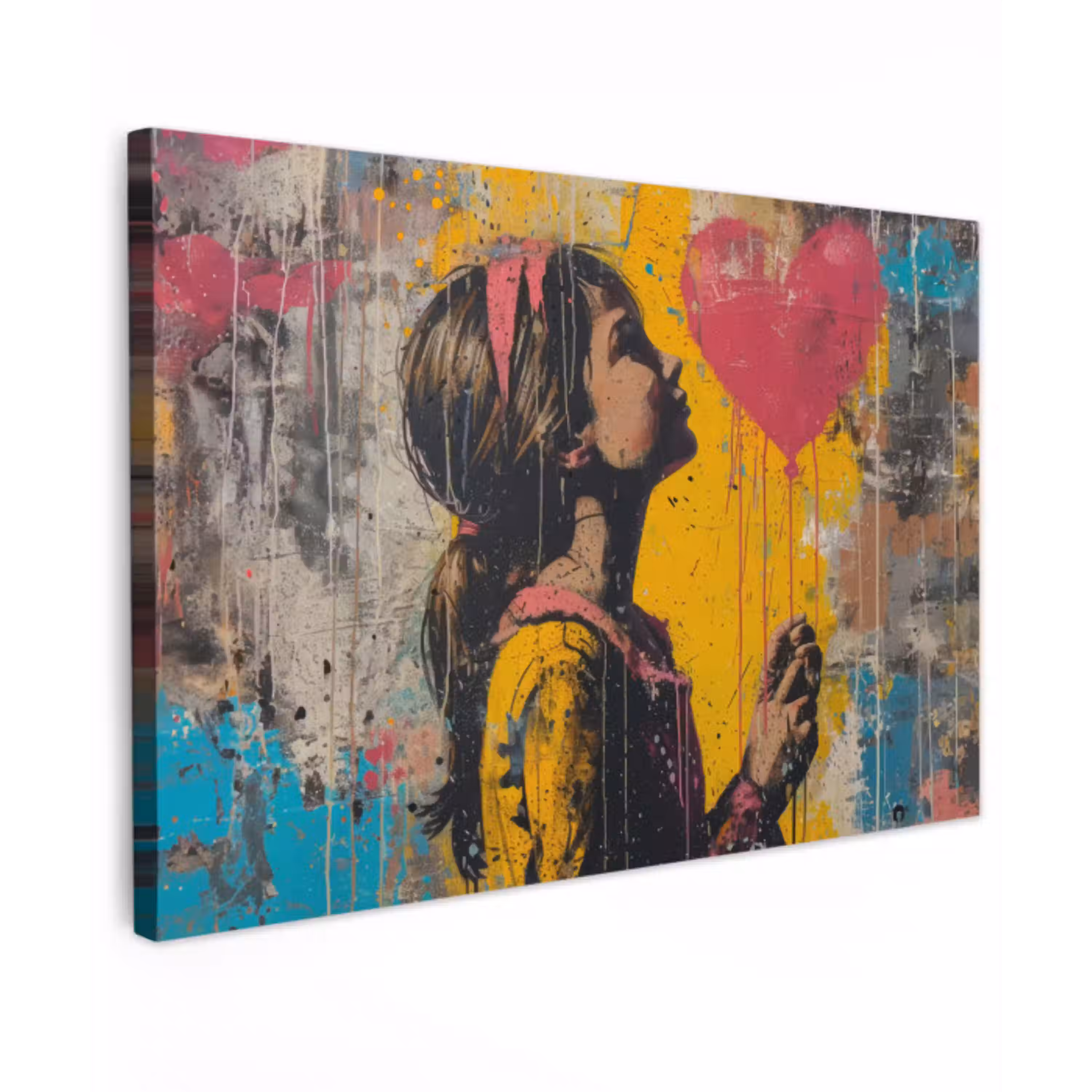 Graffiti - Meisje - Ballon - Street art canvas 2cm klein -z3d
