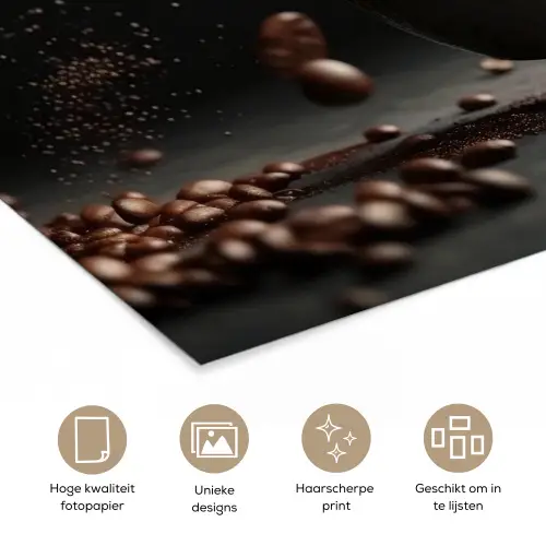 Cappuccino - Kop - Bonen - Bruin poster papier klein -closeup_NL