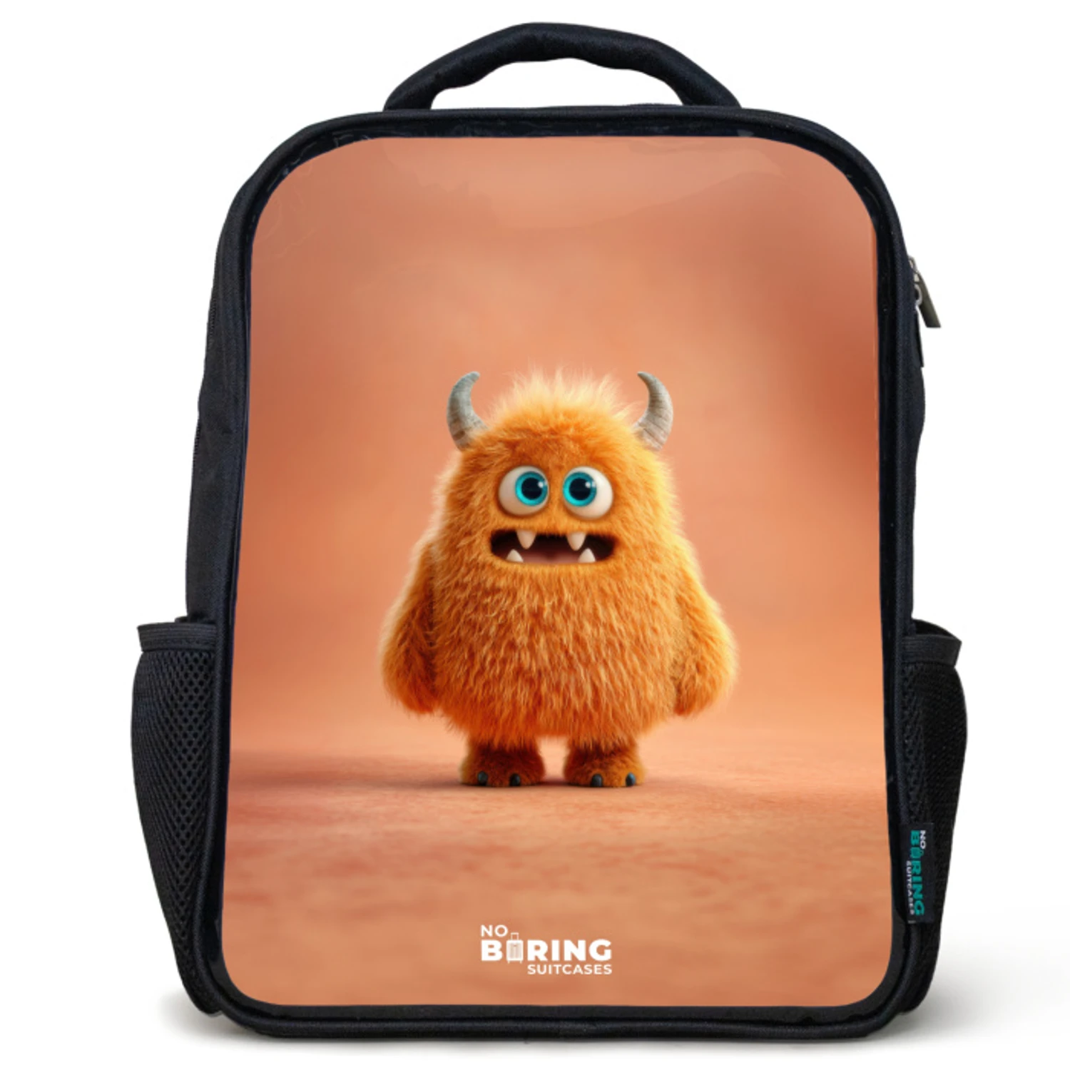 Kids backpack Orange Fluffy Monster with Horns | Water-resistant ...
