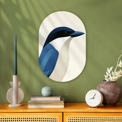 Illustratie - Blauw - Vogel Wandcirkel Ovaal Forex klein -sfeer2