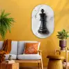 Schaakstuk - Koning - Zwart - Marmer Wandcirkel Ovaal Glas middel -sfeer4