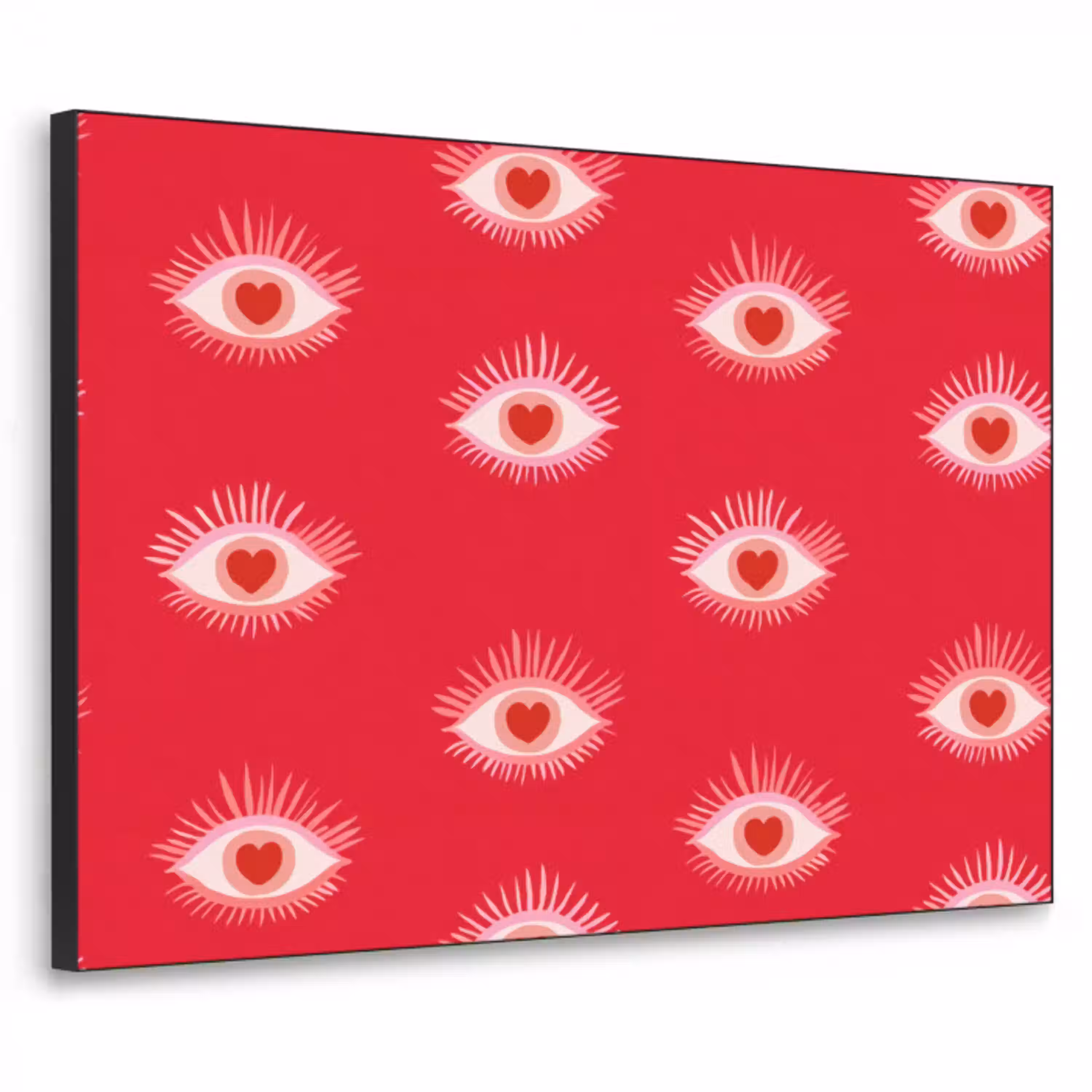 Ogen - Hart - Abstract - Rood - Roze Textielframe zwart klein 947 -3d