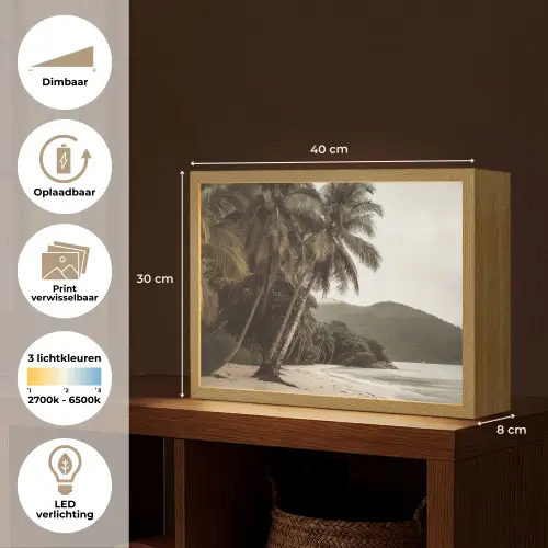 Eiland - Palmboom - Zee Light Box met batterij (Wandlamp) middel -USP_websiteoverzichtNL