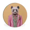Panda - Pak - Zonnebril - Blauw Wandcirkel aluminium klein -3d