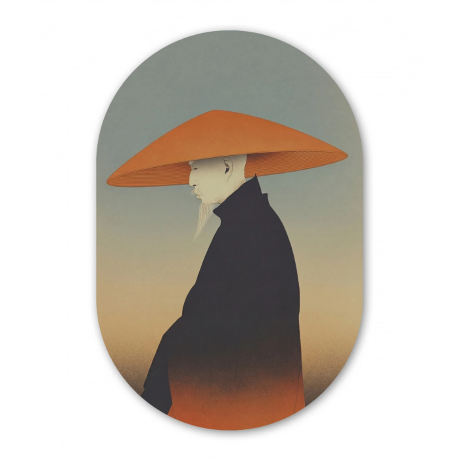Minimalistisch - Silhouet - Oranje Wandcirkel Ovaal Aluminium middel -3d