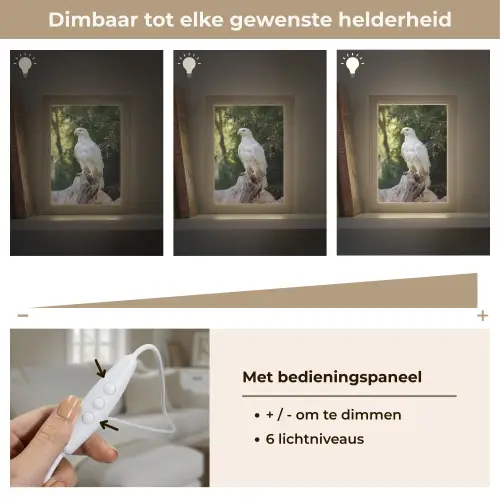Arend - Hout - Wit - Planten Light Box met kabel (Tafellamp) klein -USP_dimbaarNL