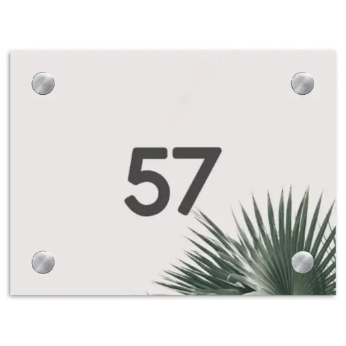 Lichtroze met palmblad - Traditioneel Naambord Rechthoek middel -3d