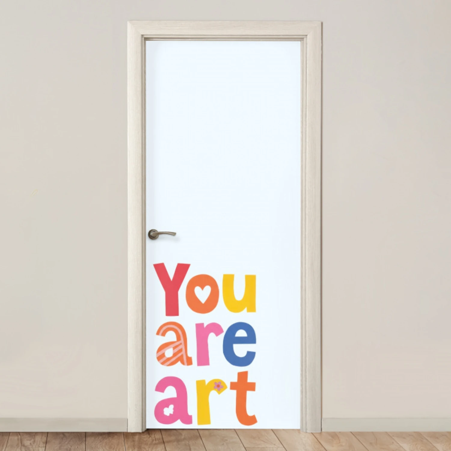 You are art - Kleurrijk - Grafisch deurposter klein -3d_beige