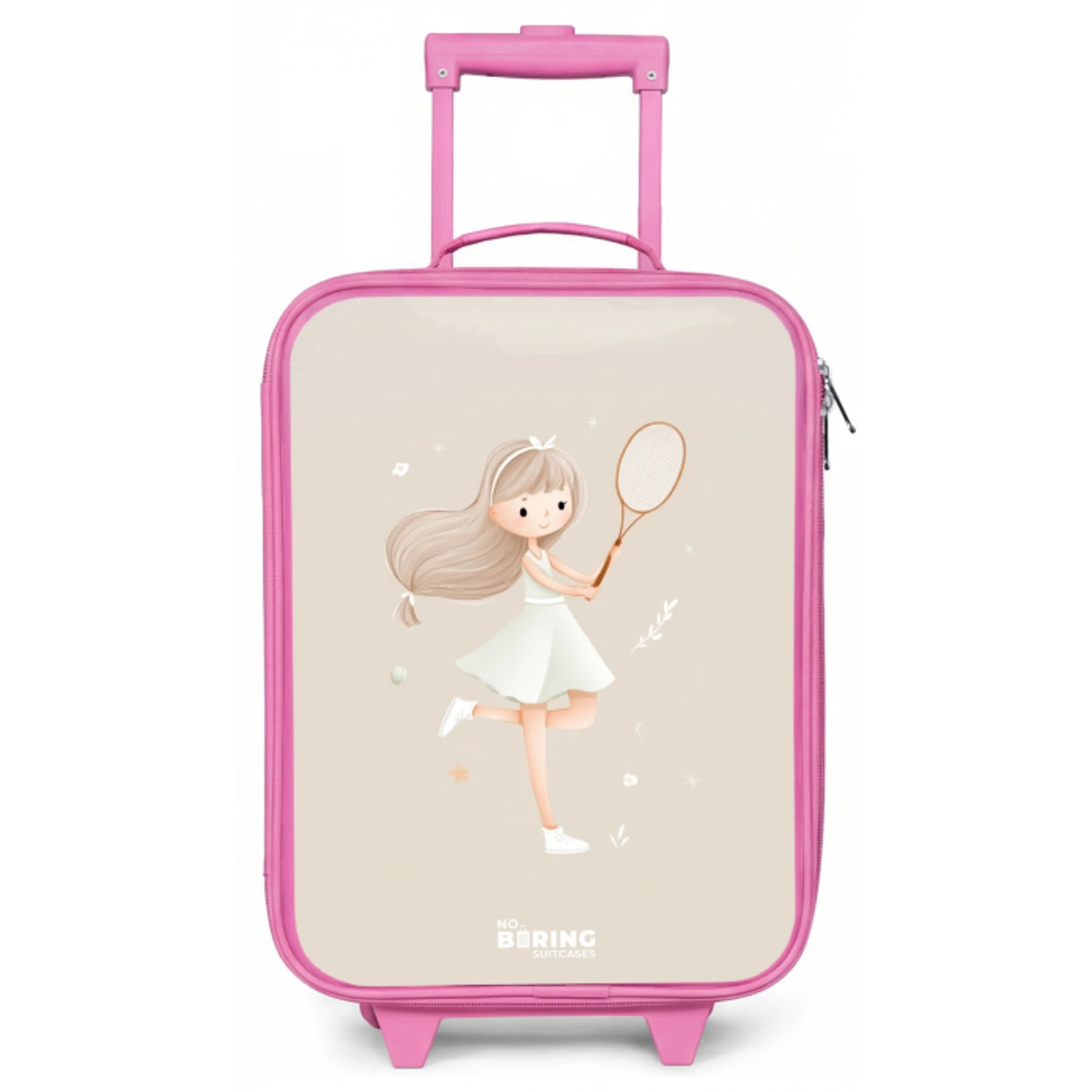 Meisje speelt tennis in beige kleuren Kinderkoffer - Roze klein -zz3dotto