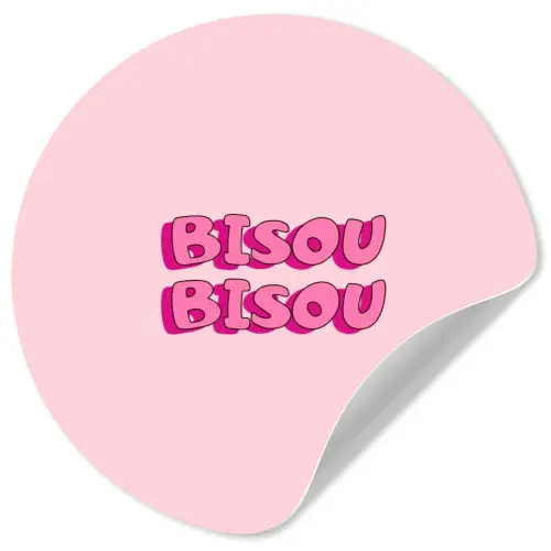 Bisou - Roze - Schaduw Wandcirkel behangsticker klein -3d