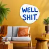 Blauw - Quote - Wit Wandcirkel Organisch Aluminium middel -sfeer4