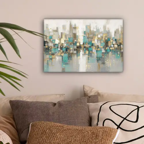 Abstract - Blokken - Goud - Skyline canvas 2cm klein -sfeer1
